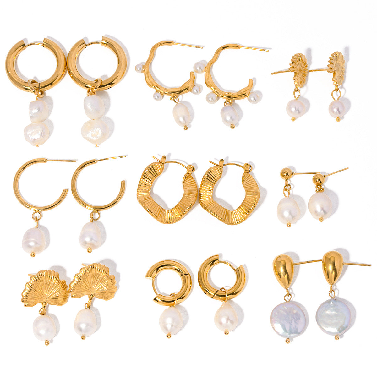 Enhance product title: Stunning Stainless Steel Freshwater Pearl Earrings - Elegant and Timeless Design